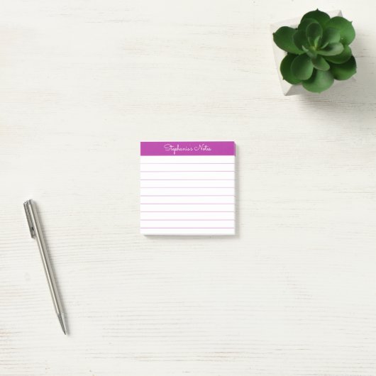 Simply Modern Dark Pink Personalized Lined Post-it Klebezettel (Büro)