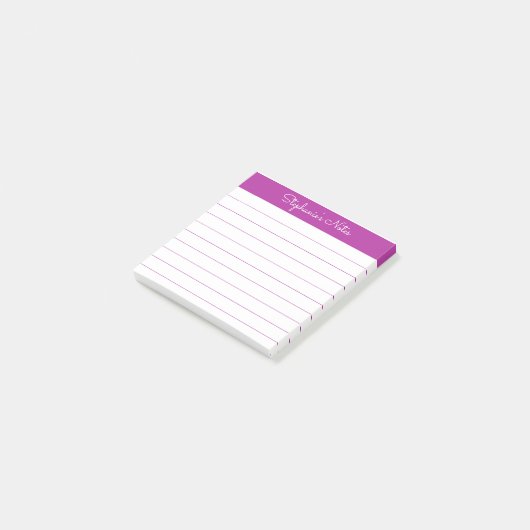 Simply Modern Dark Pink Personalized Lined Post-it Klebezettel (angewinkelt)