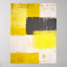 'Simply Modern' Grey and Yellow Abstract Art Poster