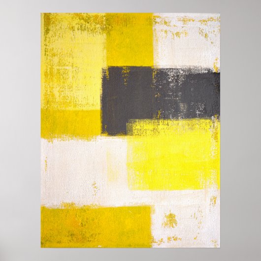 'Simply Modern' Grey and Yellow Abstract Art Poster (Vorne)