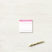 Simply Modern Pink Personalized Lined Post-it Klebezettel (Auf Schreibtisch)