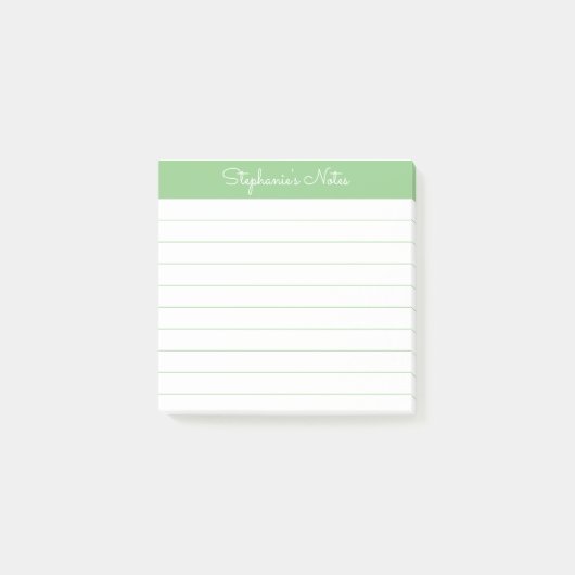 Simply Modern Sage Green Personalized Lined Post-it Klebezettel (Vorderseite)