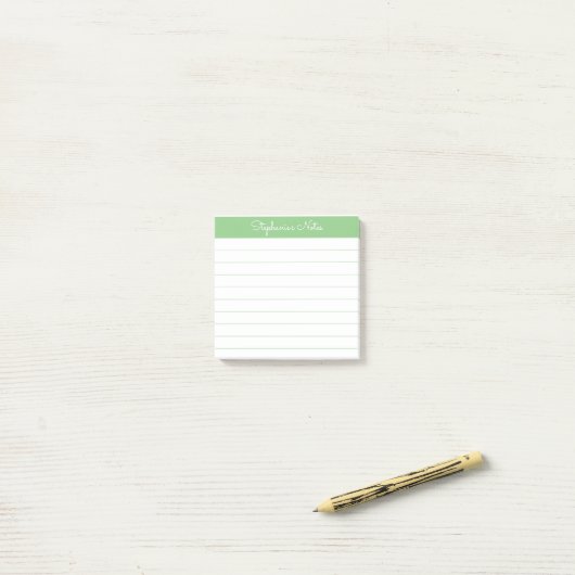 Simply Modern Sage Green Personalized Lined Post-it Klebezettel (Auf Schreibtisch)
