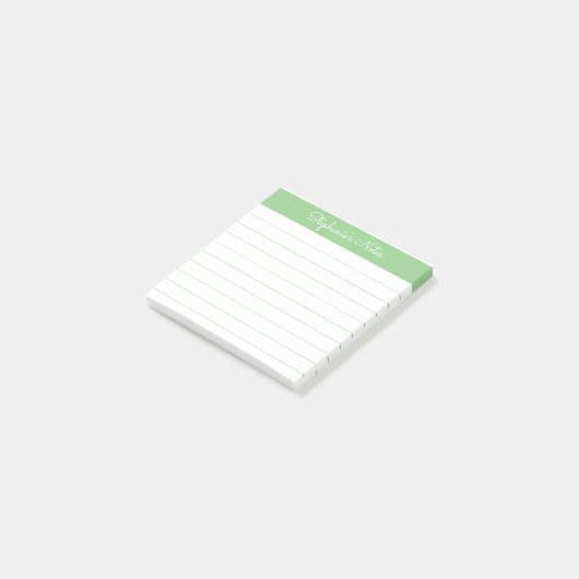 Simply Modern Sage Green Personalized Lined Post-it Klebezettel (angewinkelt)