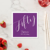 Simply Modern Script Herbstlila 50. Geburtstag Serviette (Beispiel)
