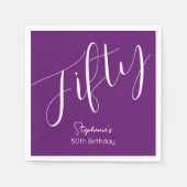 Simply Modern Script Herbstlila 50. Geburtstag Serviette (Vorderseite)