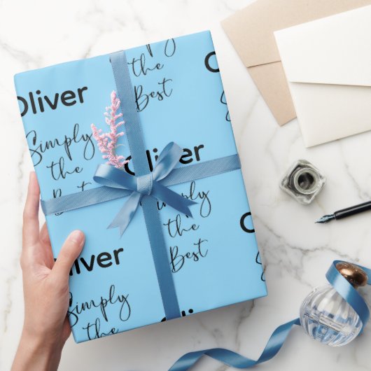 Simply the Best Personalized Pale Blue Geschenkpapier (Schenken)