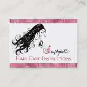 Simplybella-Haar-Sorgfalt-Anweisungen Visitenkarte (Vorderseite)