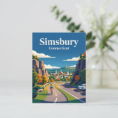 Simsbury Connecticut Postkarte (Stehend Vorderseite)