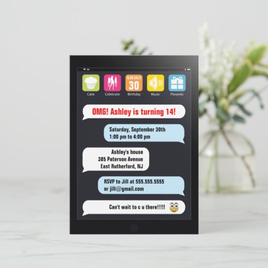 Simsen Sie Party Einladung (Stehend Vorderseite)