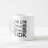 SIMSEN Sie: TXT ICH LITER, LOL, THX, TTYL, BRB, Kaffeetasse (Vorderseite Links)