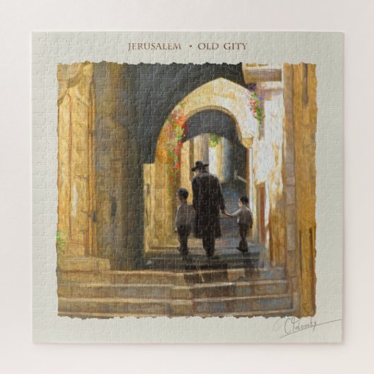 Simta Jerusalem Alte Stadt Israel Ölgemälde Kunst Puzzle (Vertikal)
