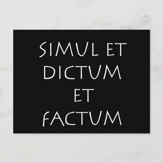 Simul et diktum et factum postkarte (Vorderseite)