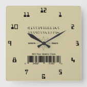 Simulated 500 Year Atomic Quadratische Wanduhr (Vorderseite)