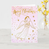 simulated foil angel Merry Christmas card Karte (Gelbe Blume)