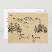 Simulated Kraft Paper Forest Mountains Vielen Dank Postkarte (Vorne/Hinten)
