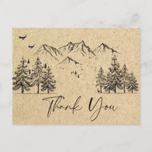 Simulated Kraft Paper Forest Mountains Vielen Dank Postkarte