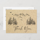 Simulated Kraft Paper Forest Mountains Vielen Dank Postkarte (Vorne/Hinten)