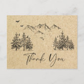 Simulated Kraft Paper Forest Mountains Vielen Dank Postkarte (Vorderseite)