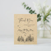 Simulated Kraft Paper Forest Mountains Vielen Dank Postkarte (Stehend Vorderseite)