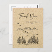 Simulated Kraft Paper Forest Mountains Vielen Dank Postkarte (Vorne/Hinten)