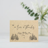 Simulated Kraft Paper Forest Mountains Vielen Dank Postkarte (Stehend Vorderseite)