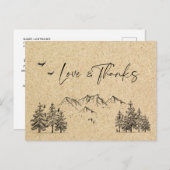 Simulated Kraft Paper Forest Mountains Vielen Dank Postkarte (Vorne/Hinten)