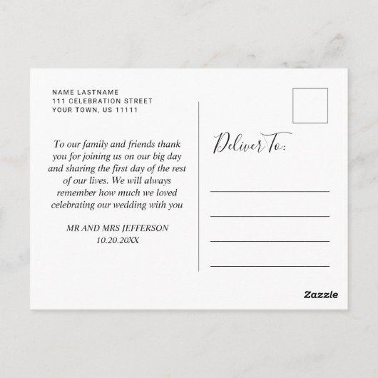 Simulated Kraft Paper Forest Mountains Vielen Dank Postkarte (Rückseite)