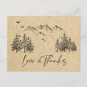 Simulated Kraft Paper Forest Mountains Vielen Dank Postkarte