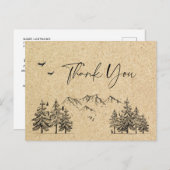 Simulated Kraft Paper Forest Mountains Vielen Dank Postkarte (Vorne/Hinten)