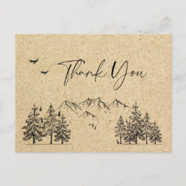 Simulated Kraft Paper Forest Mountains Vielen Dank Postkarte