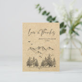 Simulated Kraft Paper Forest Mountains Vielen Dank Postkarte (Stehend Vorderseite)