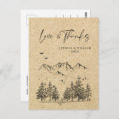 Simulated Kraft Paper Forest Mountains Vielen Dank Postkarte (Vorne/Hinten)
