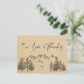 Simulated Kraft Paper Forest Mountains Vielen Dank Postkarte (Stehend Vorderseite)