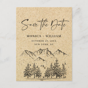 Simulated Kraft Paper Mountain Save the Date Postkarte