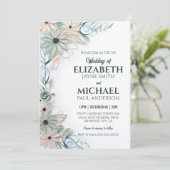 Simulation von neutralen Blumenzacken Einladung (Stehend Vorderseite)