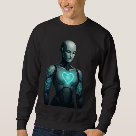 Simulatives Soul - AI-Roboter mit Herz-Energie-Ker Sweatshirt (Vorderseite)