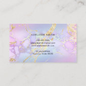 simulierte Angaben zum Glitzer auf lila Marmor Visitenkarte (Rückseite)