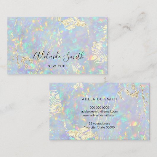 simulierte Angaben zum Glitzer der Opal-Textur Visitenkarte (Vorne/Hinten)