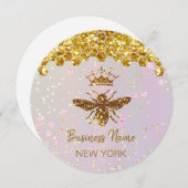 simulierte Glitzer-Biene Einladung (Vorne/Hinten)