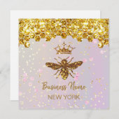 simulierte Glitzer-Biene Einladung (Vorne/Hinten)