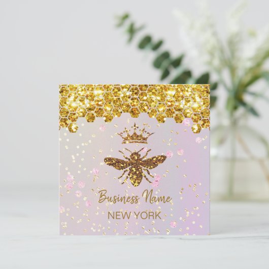 simulierte Glitzer-Biene Einladung (Stehend Vorderseite)