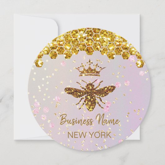 simulierte Glitzer-Biene Einladung (Vorderseite)