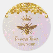 simulierte Glitzer-Biene Runder Aufkleber (Vorderseite)
