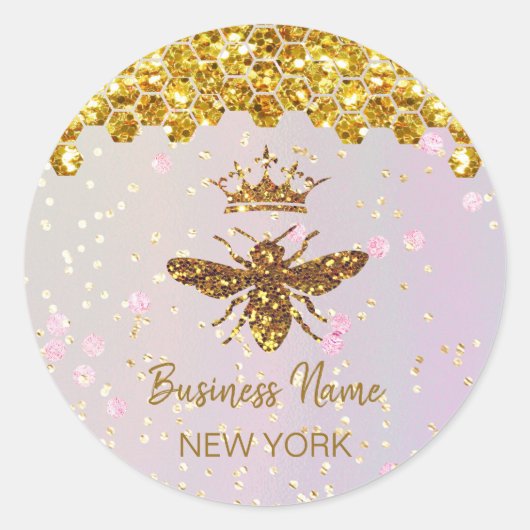 simulierte Glitzer-Biene Runder Aufkleber (Vorderseite)