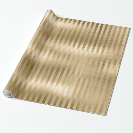 Simulierte Gold Foil Texture Stripes Celebration Geschenkpapier (Ungerollt)