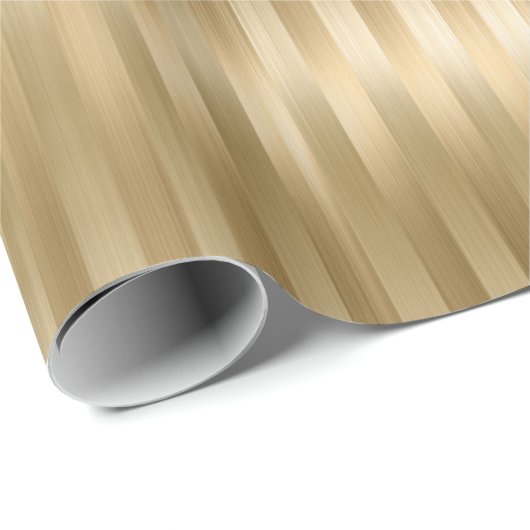 Simulierte Gold Foil Texture Stripes Celebration Geschenkpapier (Rolleneckpunkt)