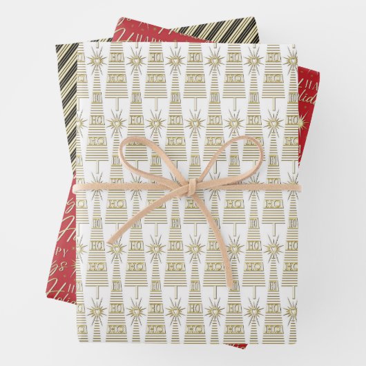 Simulierte Gold metalische Typografie Weihnachten Geschenkpapier Set (Beispiel)