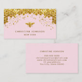 simulierte Honigbiene aus Glitzer auf hellrosa Visitenkarte (Vorne/Hinten)