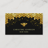 simulierte Honigbiene aus Glitzer auf schwarz Visitenkarte (Vorderseite)